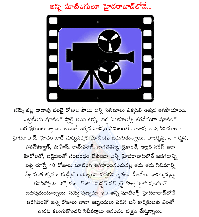 telugu heroes nagarjuna,mahesh,balakrishna,nagachaitanya,ramcharan,pavan kalyan,ntr,prabhas,allari naresh,srikanth,all shootings in hyderabad,shakti in dubai,mr.perfect in pollachi  telugu heroes nagarjuna, mahesh, balakrishna, nagachaitanya, ramcharan, pavan kalyan, ntr, prabhas, allari naresh, srikanth, all shootings in hyderabad, shakti in dubai, mr.perfect in pollachi